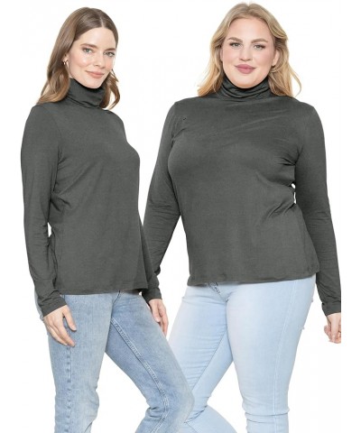 Women's Plus Size Relaxed and Regular Turtleneck | XL - 7X Relaxed Fit Charcoal Gray $16.19 Sweaters