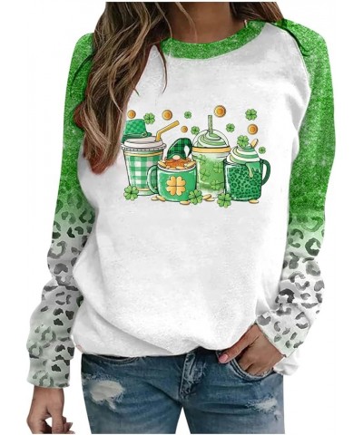 St Patricks Shirts for Women Crewneck Sweatshirts Long Sleeve Graphic Sweatshirt Green Tunic Tops Loose Fit 15 St Patricks Sh...