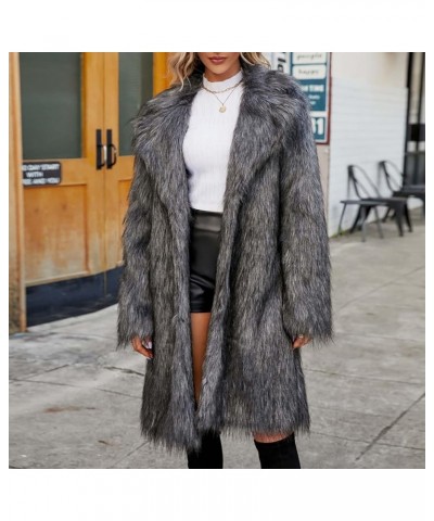 Womens Trendy Overcoat Warm Faux Fur Coats 2023 Winter Clothes Sexy Cardigan Jacket Oversized Furry Lapel Outerwear Dark Gray...