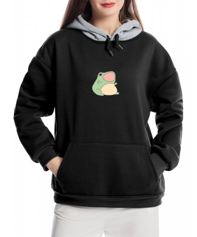 Women's Cute Frog Sweatshirt Kawaii Patchwork Hoodie for Teen Girls Aesthetic Cottagecore Clothes Feminino Hoodies (Black,M,M...