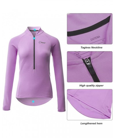 Women's Cycling Jersey Workout Shirt Running Womens Summer Tops Purple-long $16.49 Activewear