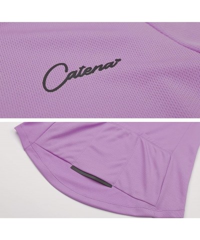 Women's Cycling Jersey Workout Shirt Running Womens Summer Tops Purple-long $16.49 Activewear