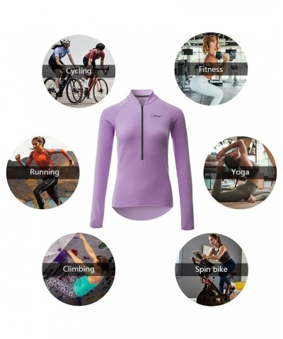 Women's Cycling Jersey Workout Shirt Running Womens Summer Tops Purple-long $16.49 Activewear