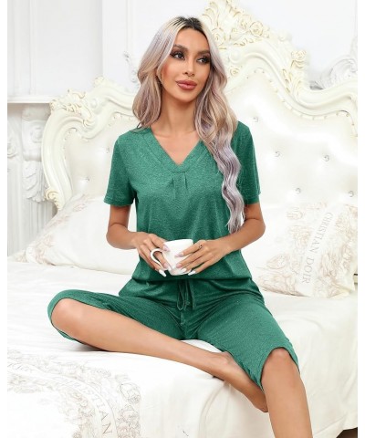 Women's Pajama Sets Long Sleeve Lounge Sets Pjs Sleepwear with Pockets 2-dark Green $21.82 Lingerie