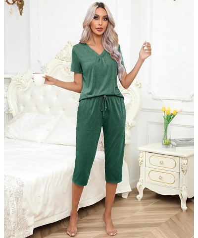 Women's Pajama Sets Long Sleeve Lounge Sets Pjs Sleepwear with Pockets 2-dark Green $21.82 Lingerie