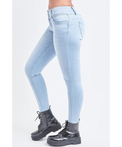 Women's Junior Mid-Rise Wannabettabutt 3-Button Recycled Fibers Skinny Jeans Q08 $19.81 Jeans