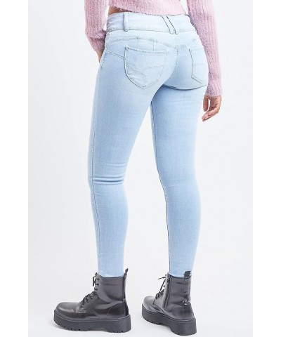 Women's Junior Mid-Rise Wannabettabutt 3-Button Recycled Fibers Skinny Jeans Q08 $19.81 Jeans