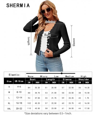 Womens Cropped Cardigan Knit Shrugs for Dresses Tops V Neck Button Down Cardigans Sweaters Black $6.95 Sweaters