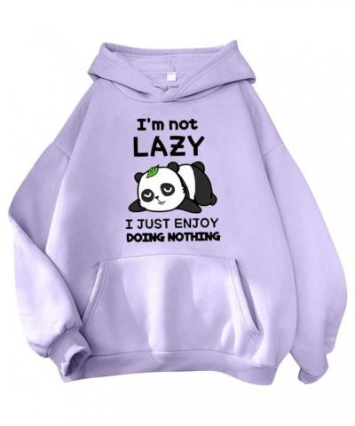 Hoodies for Women Graphic Design Cute Animal Cartoon Print Hooded Sweatshirt Long Sleeve Shirt Pocket Pullover Tops B-purple ...