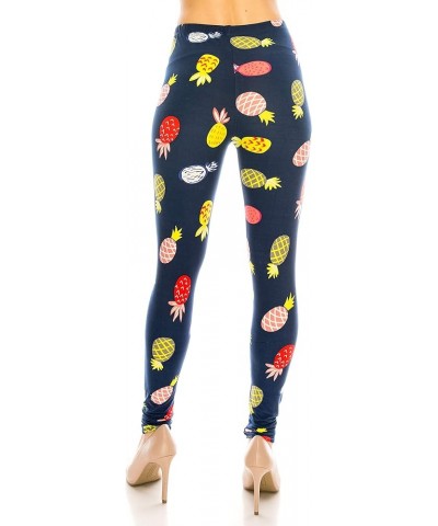 Women's Basic Comfort Stretch Soft Solid and Stylish Print Leggings BAT 1 Pineapple Candy $9.50 Leggings