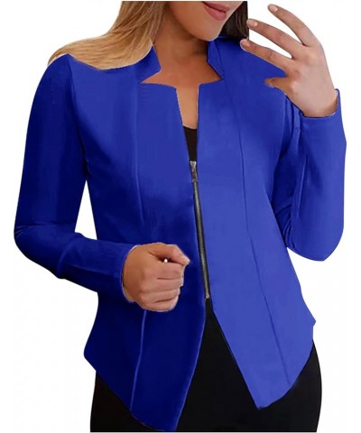 Coats for Women Casual Business Blazer Jackets Open Front Full Zip Outerwear Work Office Long Sleeve Cardigan Tops Coatsblue ...