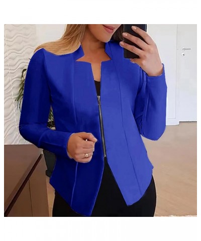 Coats for Women Casual Business Blazer Jackets Open Front Full Zip Outerwear Work Office Long Sleeve Cardigan Tops Coatsblue ...