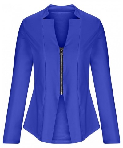 Coats for Women Casual Business Blazer Jackets Open Front Full Zip Outerwear Work Office Long Sleeve Cardigan Tops Coatsblue ...