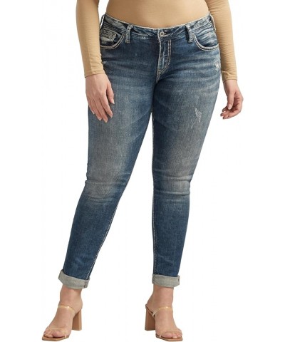 Women's Plus Size Girlfriend Mid Rise Skinny Jeans Medium Marble Wash $50.02 Jeans