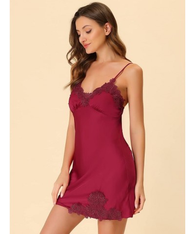 Women's Satin Pajama Valentine's Day Cami Dress Sleepwear Spaghetti Strap Lounge Nightgowns Red $11.75 Sleep & Lounge