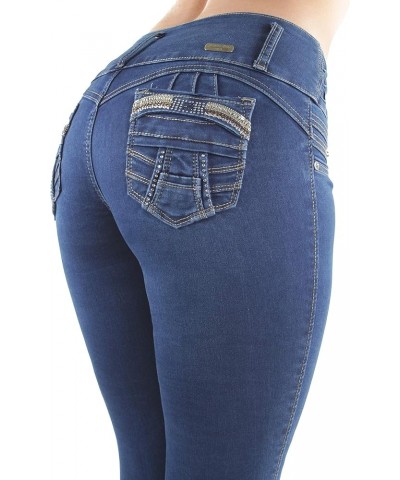 Plus/Junior Size Butt Lift Levanta Cola Mid Waist Fashion Skinny Denim Jeans Dark Blue (3316) $21.05 Jeans