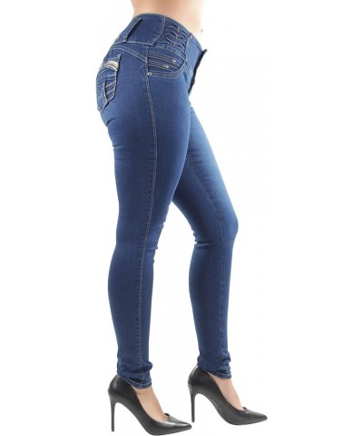 Plus/Junior Size Butt Lift Levanta Cola Mid Waist Fashion Skinny Denim Jeans Dark Blue (3316) $21.05 Jeans