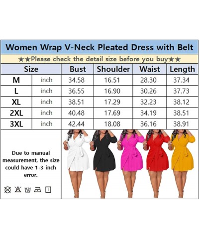 Women Wrap V Neck 3/4 Sleeve Tie Waist Pleated Dress Cocktail Party Elegant Work Business Dress 340-red $24.93 Dresses