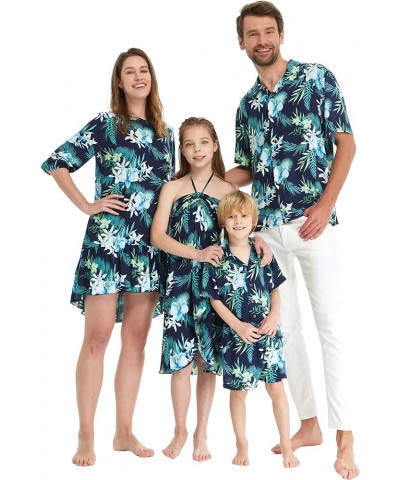 Matchable Family Hawaiian Luau Men Women Girl Boy Clothes in Orchid Breeze Navy Women Women 3/4 Sleeve $12.00 Tops