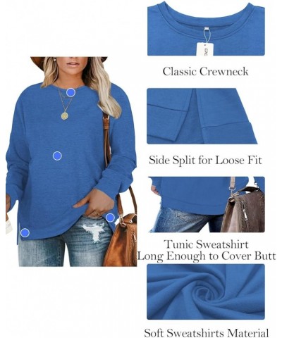 Plus-Size Sweatshirts for Women Casual Tops Side Slit Pullovers Shirts Blue $15.18 Hoodies & Sweatshirts