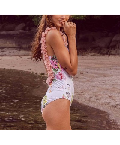 Women's Swim Suits, 2 Piece French Retro Sexy One-Piece Double-Sided Can Wear Floral Print Swimsuit Piece Swimsuit-19 $18.55 ...