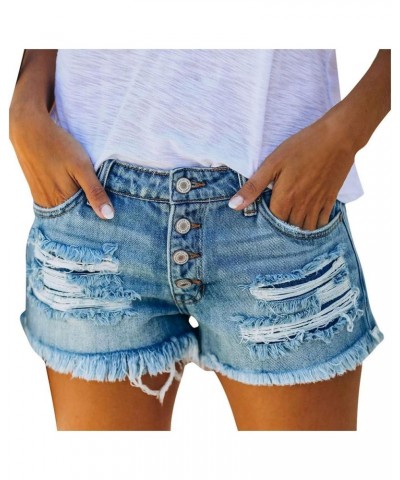 Women's Sexy Summer Mid Waist Ripped Jean, Women's High Waisted Rolled Hem Distressed Jeans Ripped Denim Shorts 10-blue $3.85...