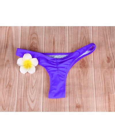 Sexy Women's Bikini Bottom V Cheeky Ruched T-Back Ladies Swimsuit Purple $4.50 Swimsuits