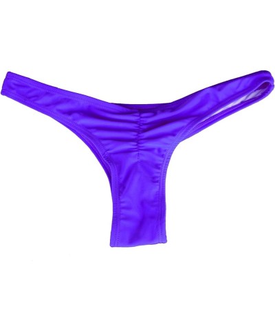 Sexy Women's Bikini Bottom V Cheeky Ruched T-Back Ladies Swimsuit Purple $4.50 Swimsuits