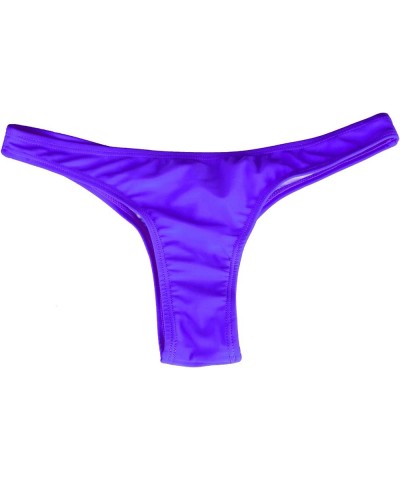 Sexy Women's Bikini Bottom V Cheeky Ruched T-Back Ladies Swimsuit Purple $4.50 Swimsuits