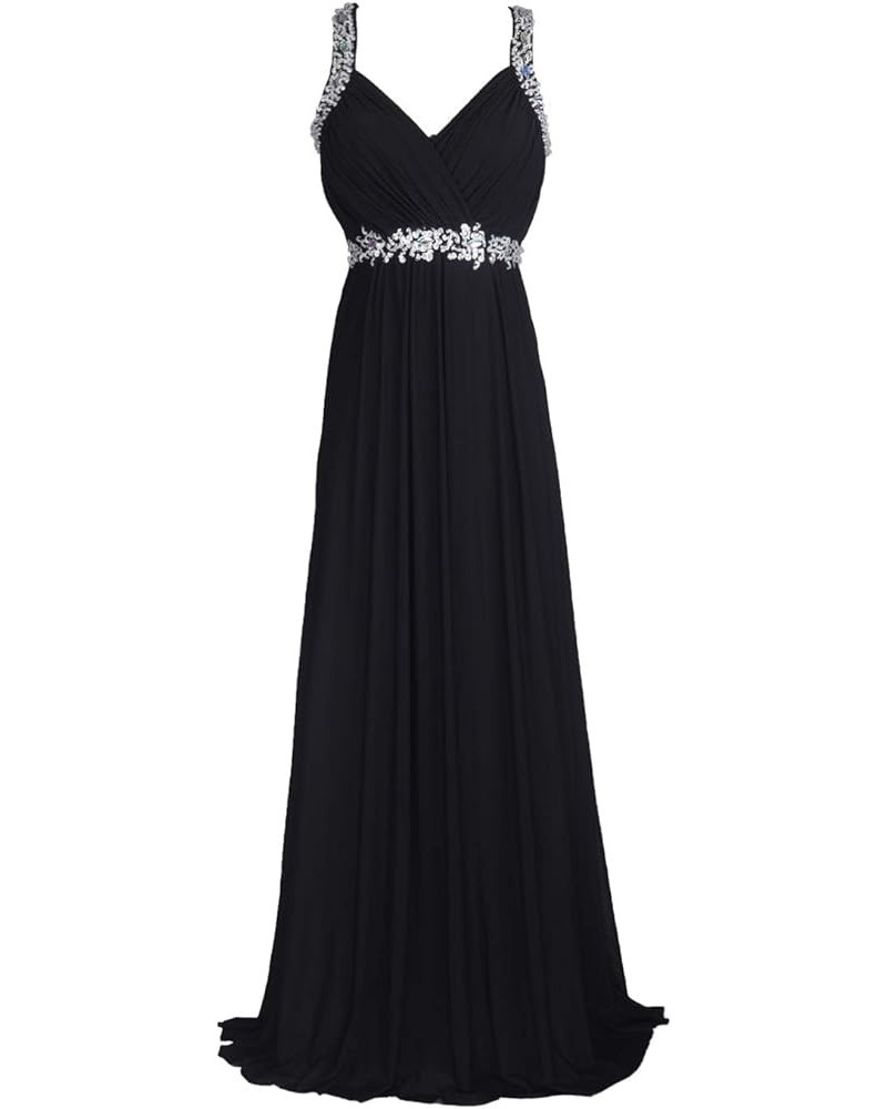 Women's Tulle Beading A-Line Bridesmaid Prom Dresses Long Cocktail Evening Gowns 6.black $28.39 Dresses