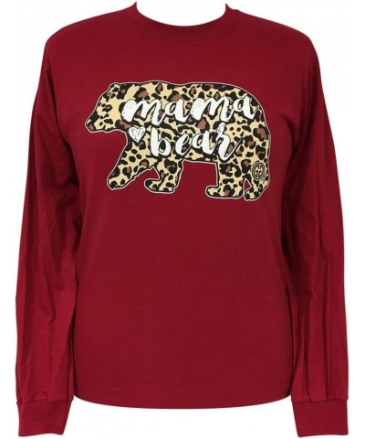 Mama Bear Leopard Cardinal Long Sleeve Tee Cardinal $9.80 T-Shirts