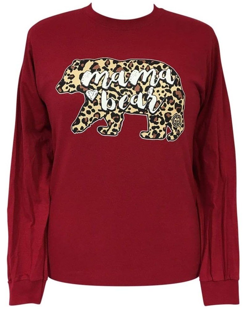 Mama Bear Leopard Cardinal Long Sleeve Tee Cardinal $9.80 T-Shirts