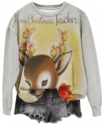 Christmas Sweatshirt for Women 2023 Vintage Xmas Graphic Crewneck Long Sleeve Shirts Casual Loose Fit Reindeer Pullover Tops ...