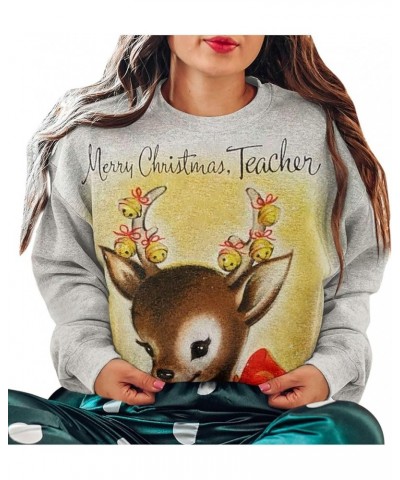 Christmas Sweatshirt for Women 2023 Vintage Xmas Graphic Crewneck Long Sleeve Shirts Casual Loose Fit Reindeer Pullover Tops ...