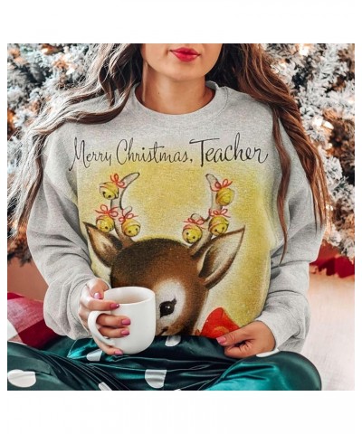 Christmas Sweatshirt for Women 2023 Vintage Xmas Graphic Crewneck Long Sleeve Shirts Casual Loose Fit Reindeer Pullover Tops ...