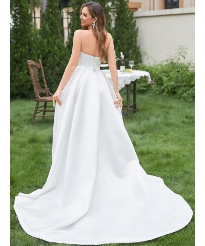 Strapless Satin Wedding Dresses for Bride Sleeveless Bridal Dresses Mermaid Prom Ball Gown for Women with Slit Gold $45.08 Dr...