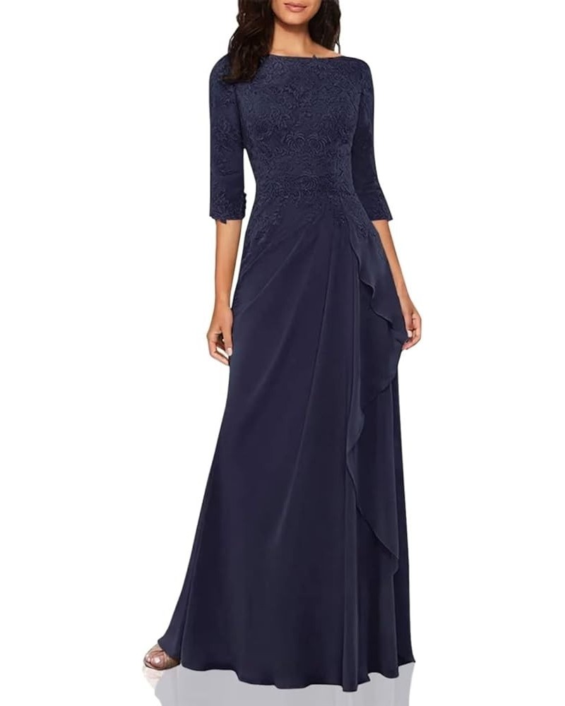 Mother of The Bride Dresses Long Formal Evening Gowns 3/4 Sleeve Wedding Guest Dresses for Women Dark Navy $35.52 Dresses