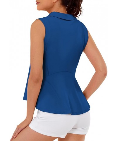 Womens Golf Polo Shirts V Neck Sleeveless Tennis Shirt Collared Tank Top Dry Fit Sports Workout Tops S-2XL Blue $18.59 Shirts