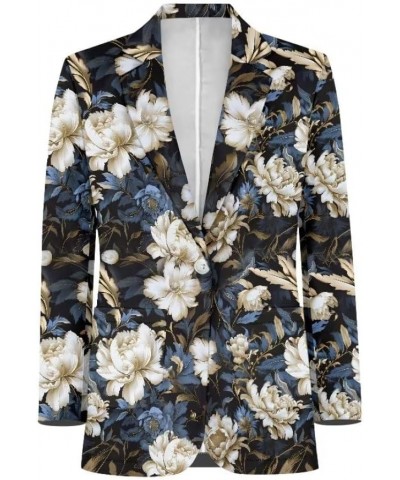 Dog Paw Women's Graphic Print Blazer Button Open Front Long Sleeve Jacket Vintage Floral-1 $21.23 Blazers