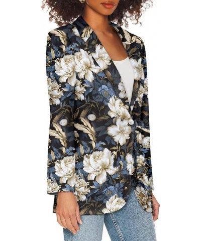 Dog Paw Women's Graphic Print Blazer Button Open Front Long Sleeve Jacket Vintage Floral-1 $21.23 Blazers