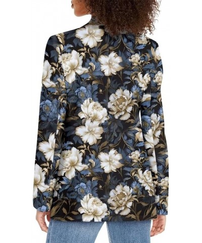 Dog Paw Women's Graphic Print Blazer Button Open Front Long Sleeve Jacket Vintage Floral-1 $21.23 Blazers