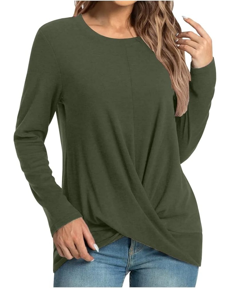 Womens Casual Tunic Tops For Leggings Long Sleeve Front Twist Knot T Shirts Cute Long Tshirt Dressy Blouse Loose Fit A1_green...