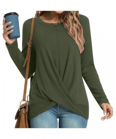 Womens Casual Tunic Tops For Leggings Long Sleeve Front Twist Knot T Shirts Cute Long Tshirt Dressy Blouse Loose Fit A1_green...