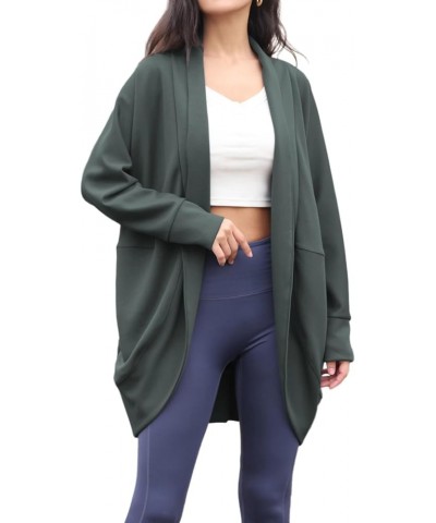 Women's Airy Essentials Cocoon Cardigan Oversized Open Front Batwing Sleeve Coats with Pockets Darkpalm $12.30 Sweaters