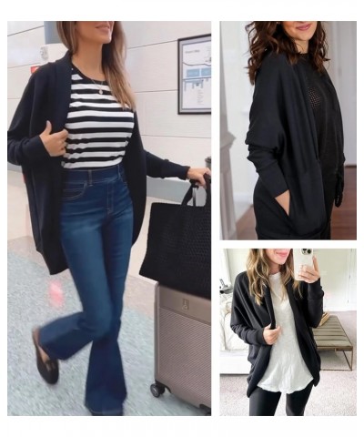 Women's Airy Essentials Cocoon Cardigan Oversized Open Front Batwing Sleeve Coats with Pockets Darkpalm $12.30 Sweaters