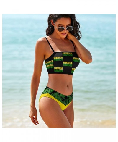 Bikini Sets Jamaica Flag Women's Swimwear Cute Bathing Suit Ruched High Cut Swimsuit Summer M Small Style-12 $15.60 Swimsuits