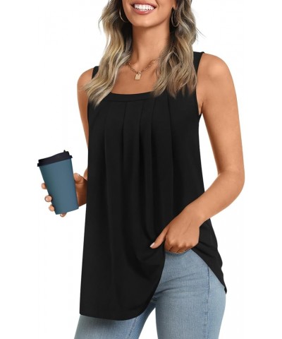 Women's 2024 Summer Tank Tops Square Neck Casual Tunic Sleeveless Blouse A-black $12.50 Tops