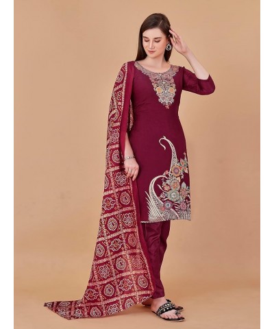 GJ Fashion Ready to Wear Indian Traditonal Designer Churidar Salwar Suit with Dupatta for Women Magenta$18 $30.52 Suits