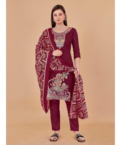 GJ Fashion Ready to Wear Indian Traditonal Designer Churidar Salwar Suit with Dupatta for Women Magenta$18 $30.52 Suits