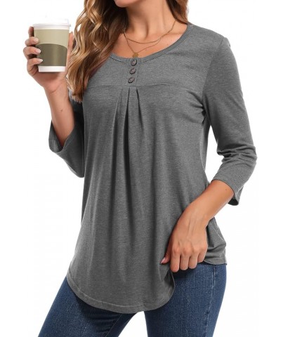 Womens Tops 3/4 Sleeve Shirt Casual T Shirts Loose Blouses Tunic Top Grey $12.82 T-Shirts